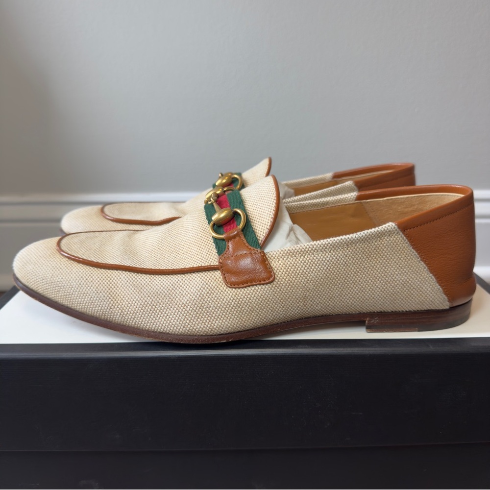 GUCCI Men’s Canvas Charlotte Vintage Horsebit Loafers - Picture 3 of 17